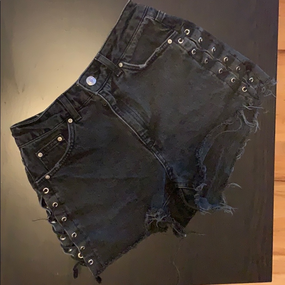 Black jean shorts
